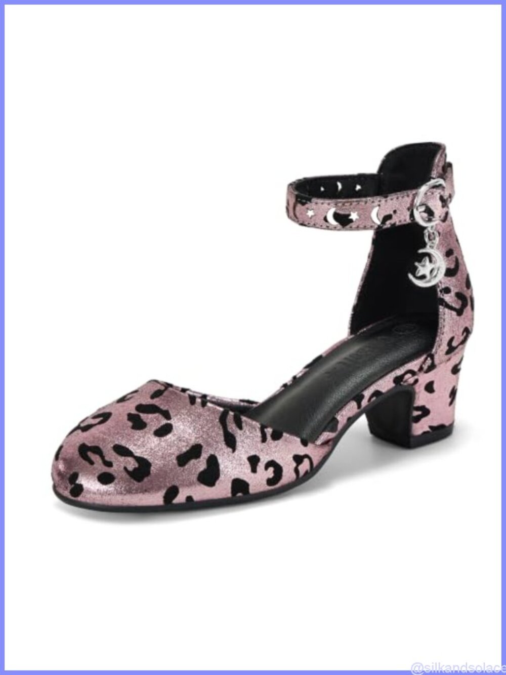 Girls Mary Jane Pumps - Ankle Strap Closed Round Toe Dress Shoes Block Heel